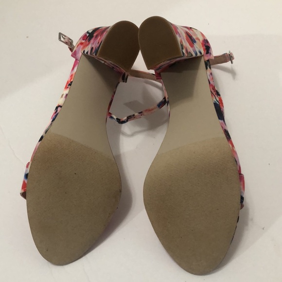 Madden Girl floral heels size 7 ankle strap open toe pink multicolored - Picture 3 of 6
